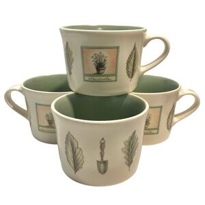 Vintage 1990s Pfaltzgraff Naturewood Stoneware Flat Cups (4) - Made in USA